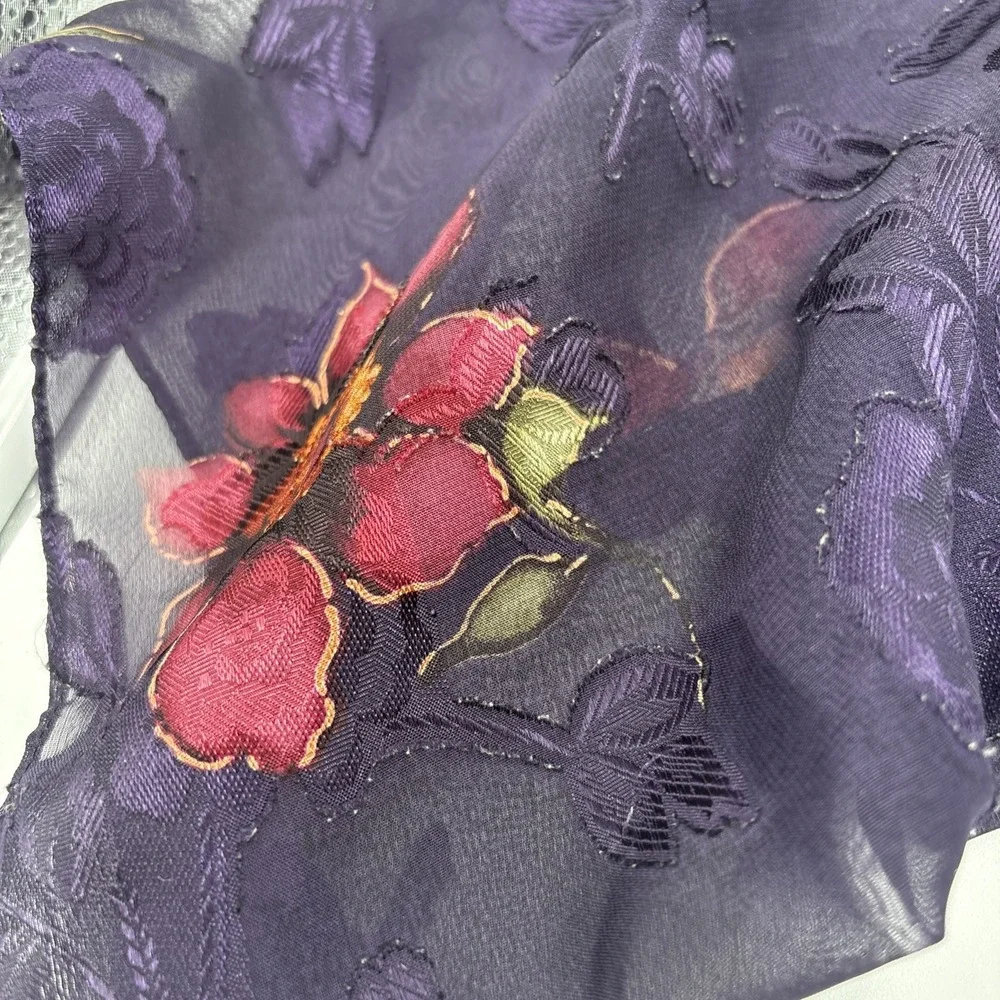 Secret Treasures Lingerie‎ Cover Robe Shawl Purple Floral Pattern 100% Polyester